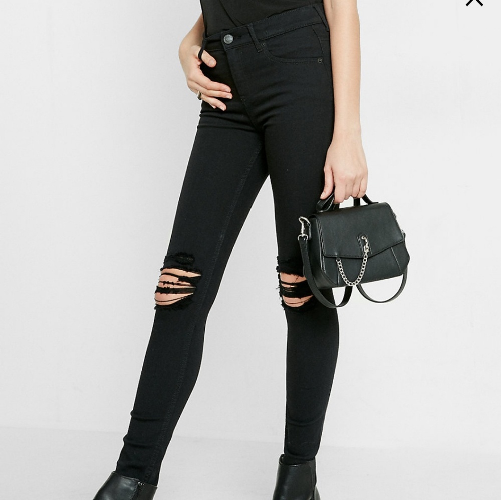 EXPRESS highwaisted, distressed knee, Jean legging